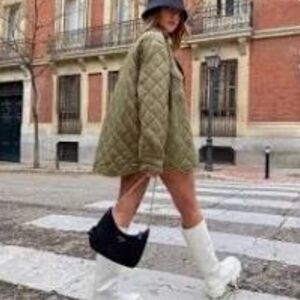 Joie Quilted Khaki Green Shirt Jacket SZ Small